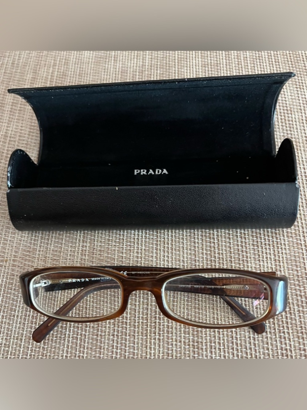 Classic Prada Brown Semi-Transparent Rectangular Eyeglass Frames,Pre-owned